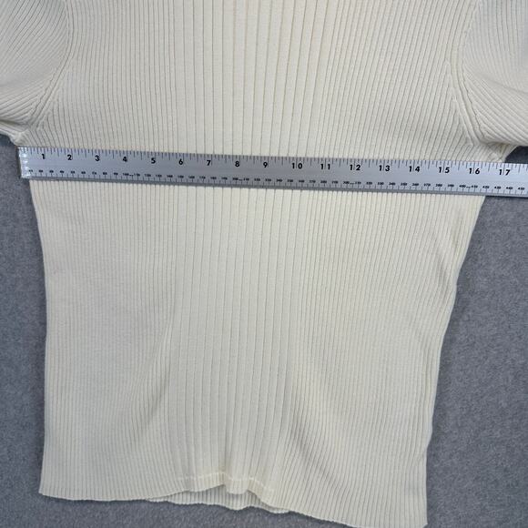 Josephine Chaus Sport Top Women's Ivory Cream Medium Ribbed Turtleneck Sweater - Picture 6 of 10